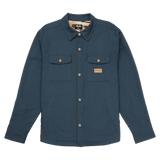 Navy blue shirt with two front pockets on a white background