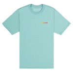 Light blue t-shirt with a logo on a white background