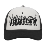 Black and white cap with 'Hurley' logo on a white background