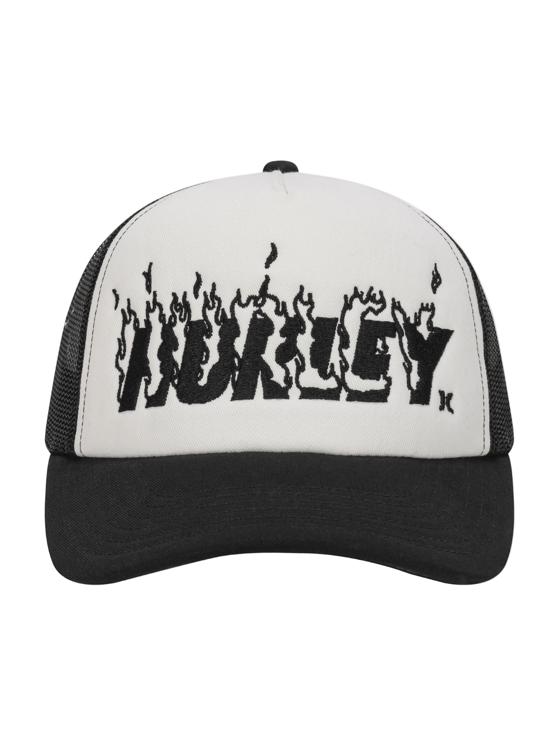 Black and white cap with 'Hurley' logo on a white background