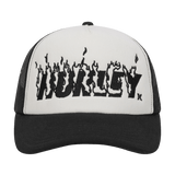 Black and white cap with 'Hurley' logo on a white background