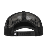 Black mesh cap with a brand logo on a white background