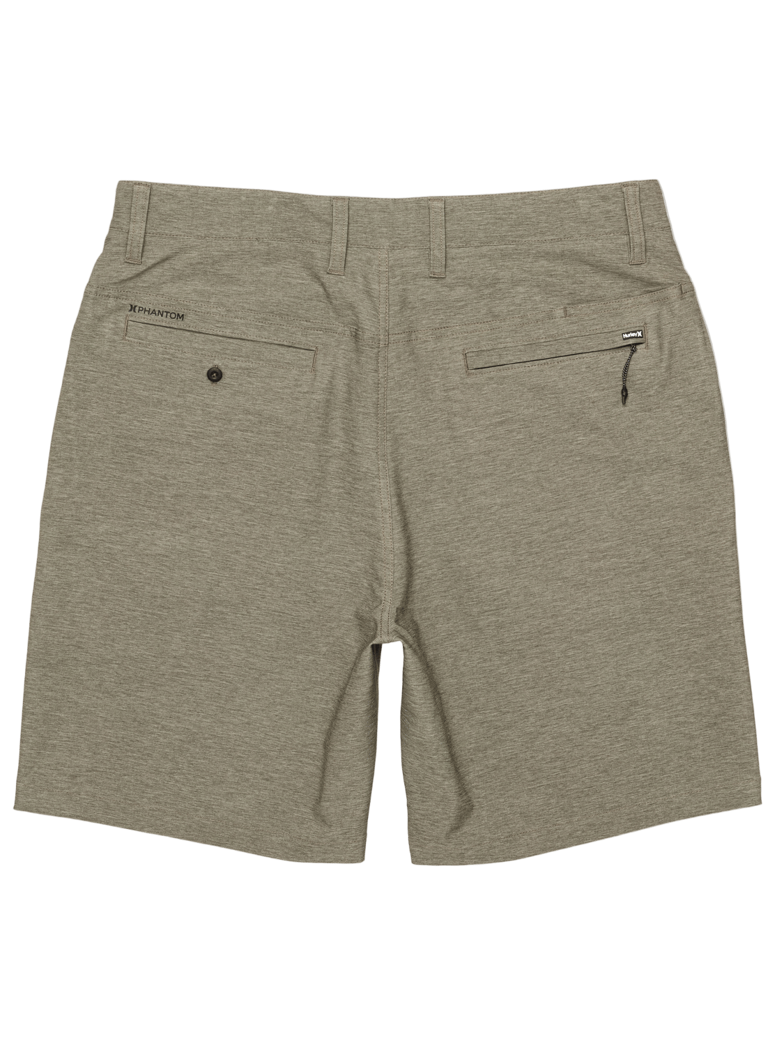 Green shorts with a visible brand logo on a white background