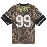 Camouflage jersey with number 99 and brand logo on a white background