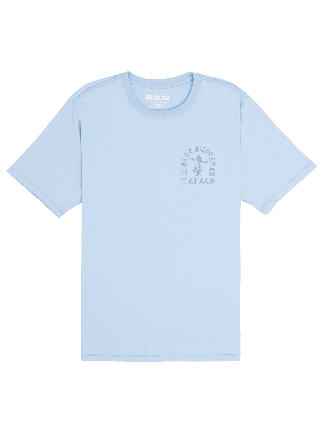 Light blue t-shirt with a graphic design on a white background