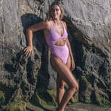 New Wave Jacquard Twist Front Cheeky One Piece Swimsuit