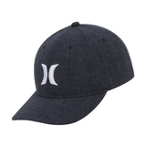 Black cap with a logo on a white background