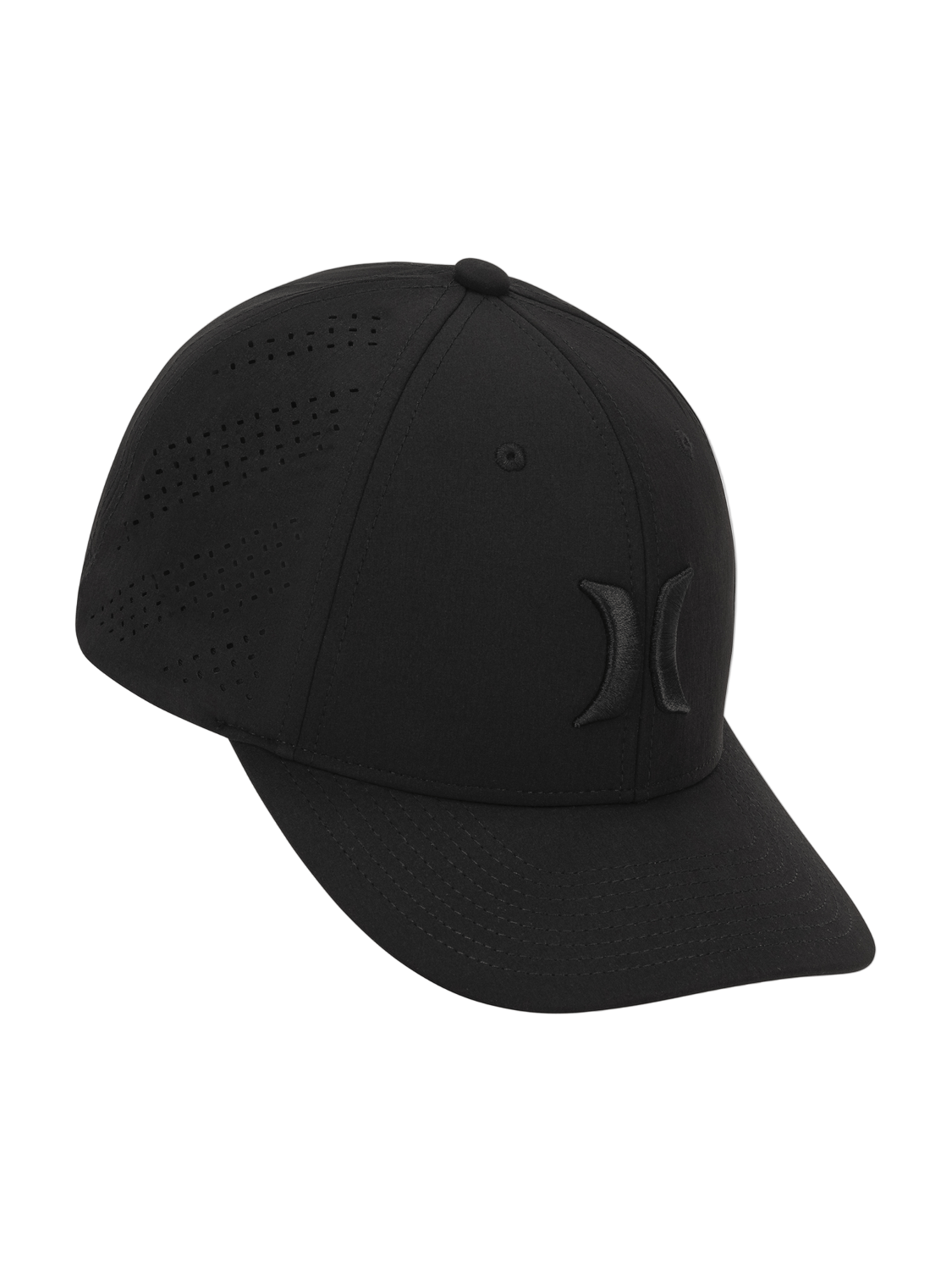 Black cap with a logo on a white background