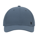 Blue cap with a brand logo on a white background