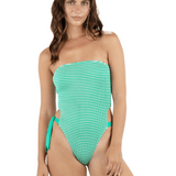Crimp Stripe Bandeau One Piece Swimsuit