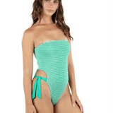 Crimp Stripe Bandeau One Piece Swimsuit