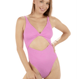 New Wave Jacquard Twist Front Cheeky One Piece Swimsuit
