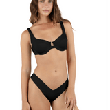 Solid Tab Underwire Bra Bikini Top