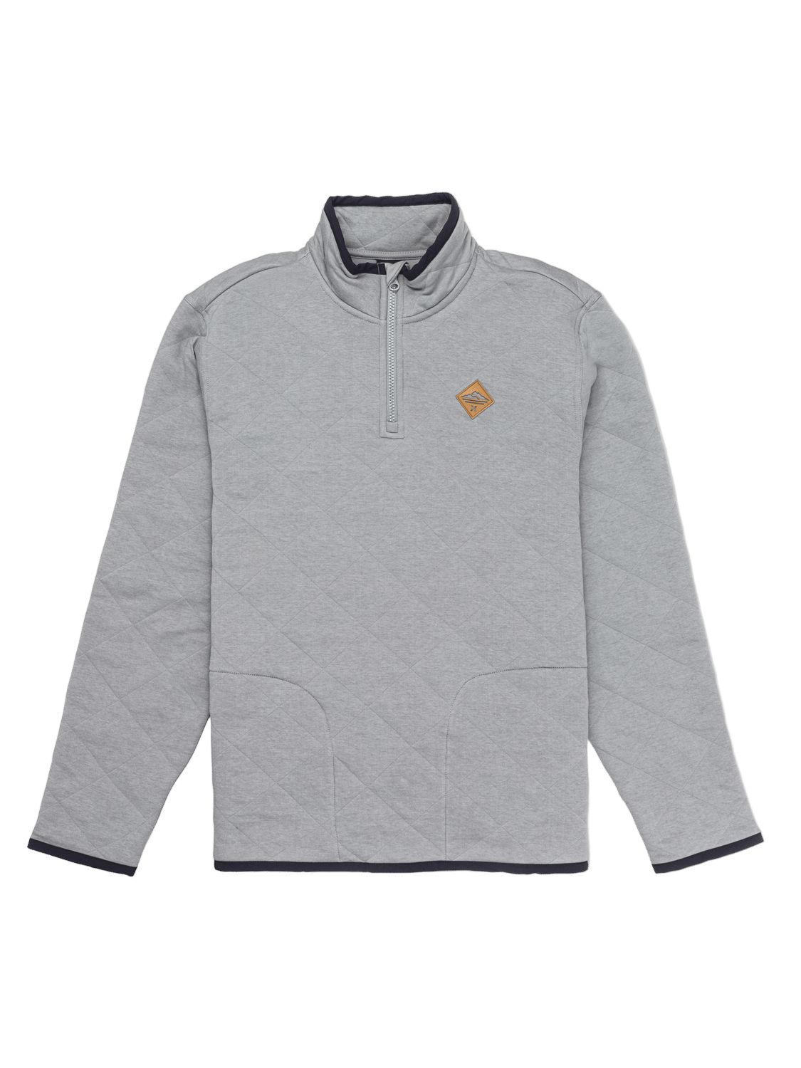 Gray pullover with a logo on a white background