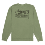 Green sweatshirt with a graphic design on the back against a white background