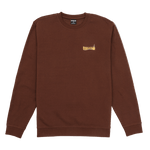 Brown sweatshirt with a small logo on a white background