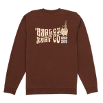 Brown sweatshirt with 'The Hurley Surf Co' logo on a white background