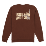 Brown sweatshirt with 'The Hurley Surf Co' logo on a white background