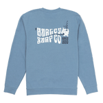 Blue sweatshirt with 'Burley Surf Co' logo on a white background