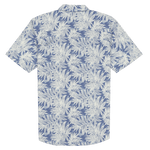 Short-sleeve shirt with a white floral pattern on a light blue background