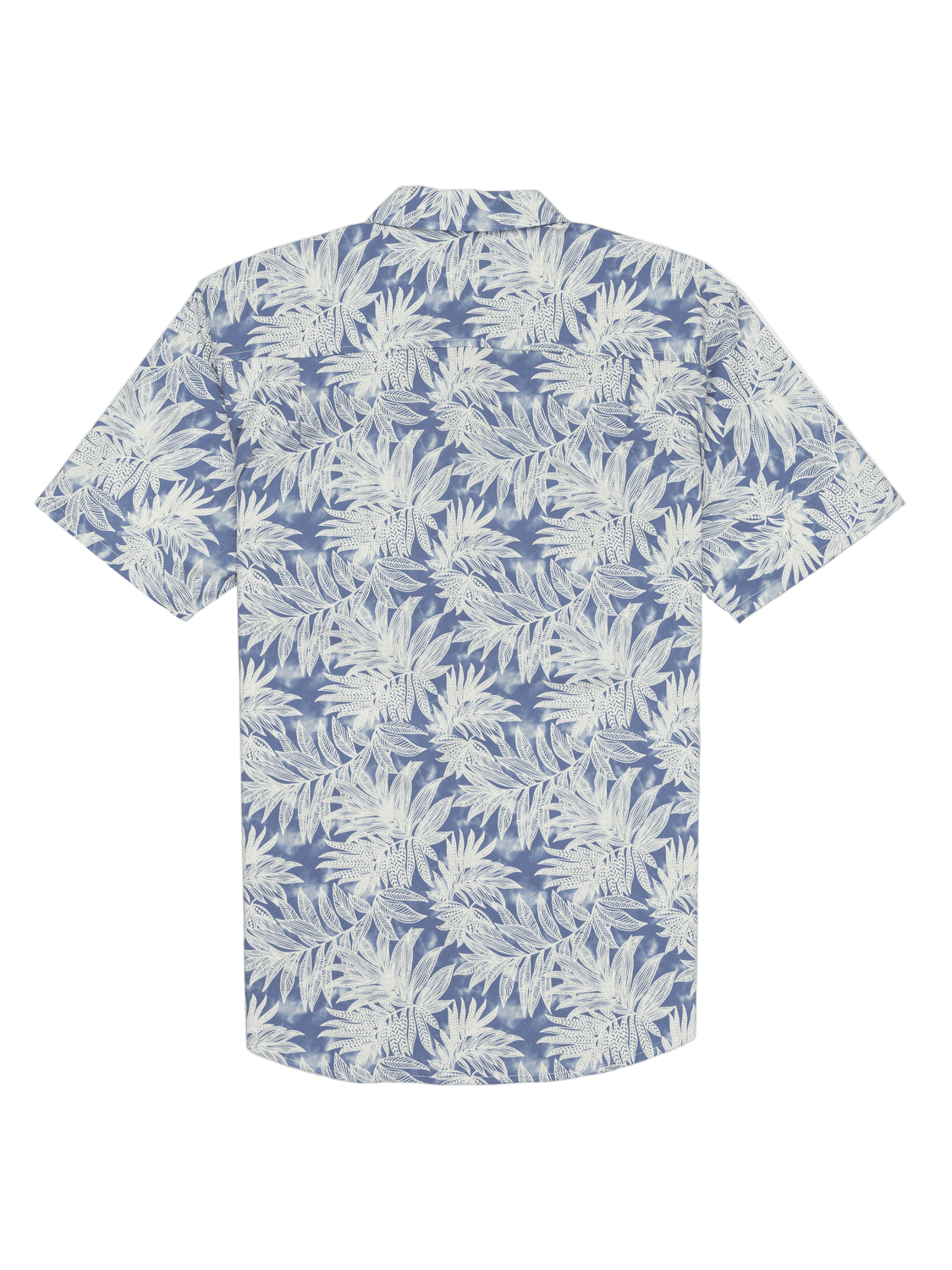 Short-sleeve shirt with a white floral pattern on a light blue background