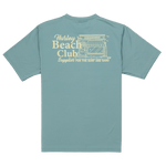Teal t-shirt with 'Hurley Beach Club' graphic on a white background