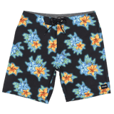 Floral patterned shorts on a black background