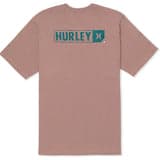 Brown t-shirt with Hurley logo on the back against a white background