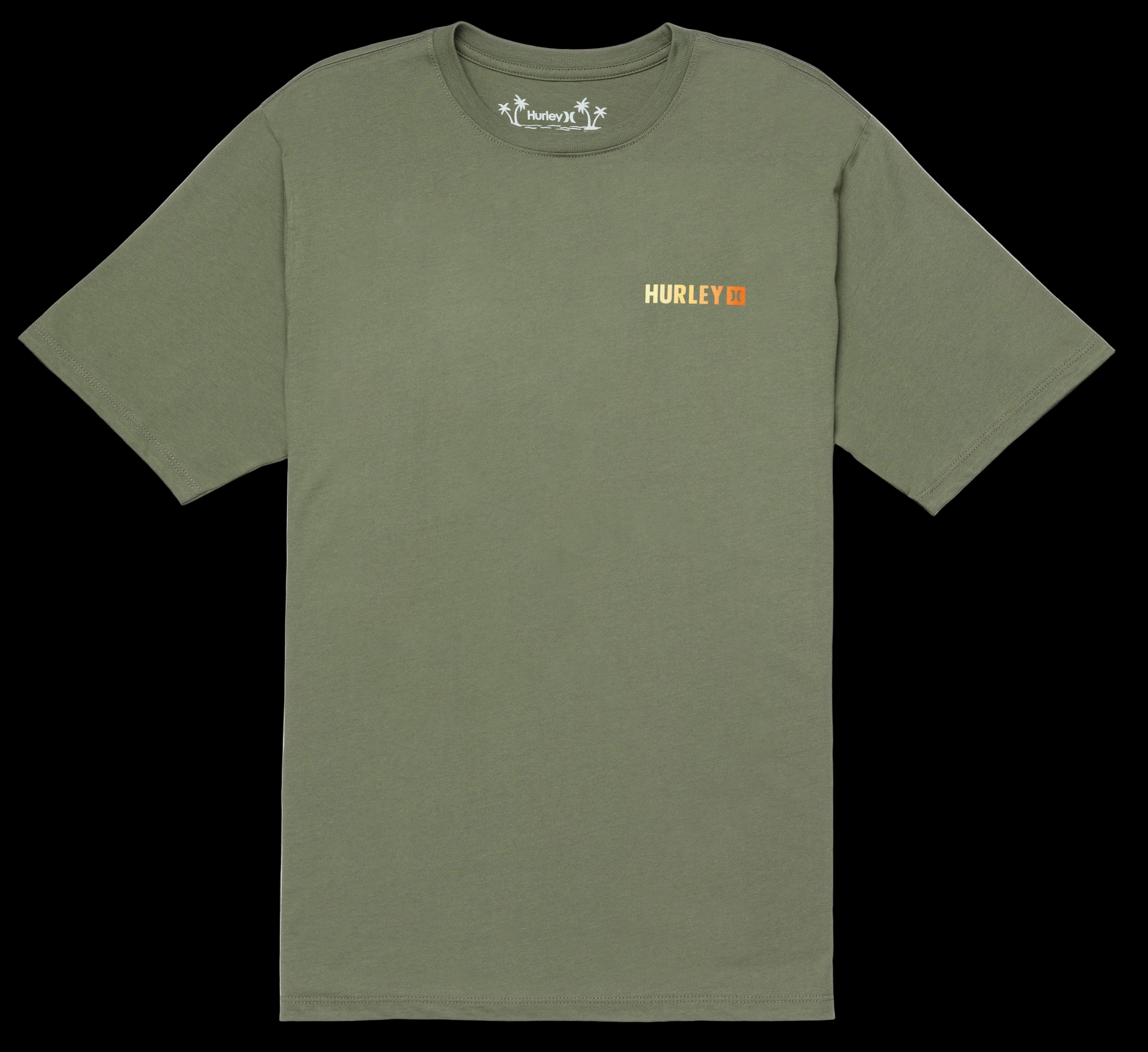 Green t-shirt with Hurley logo on a white background