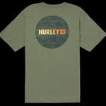 Green t-shirt with Hurley logo on the back against a white background