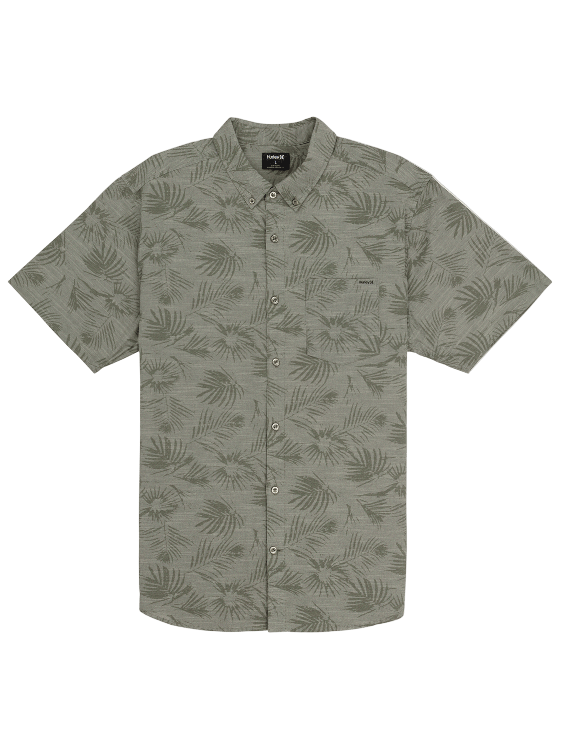 Green patterned shirt on a white background