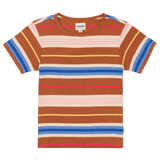 Multicolored striped t-shirt on a white background
