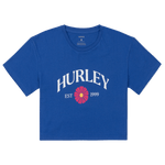 Blue t-shirt with Hurley logo on a white background