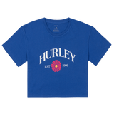 Blue t-shirt with Hurley logo on a white background