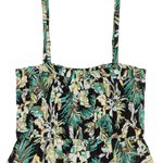 Floral patterned top with thin straps on a white background