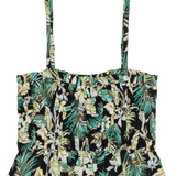 Floral patterned top with thin straps on a white background