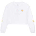 White sweatshirt with yellow accents on a white background
