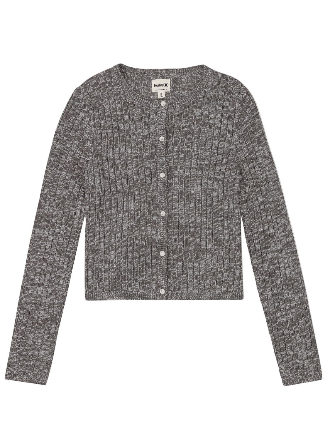 Gray textured cardigan on a white background