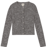 Gray textured cardigan on a white background