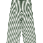 Green and white striped pants on a white background
