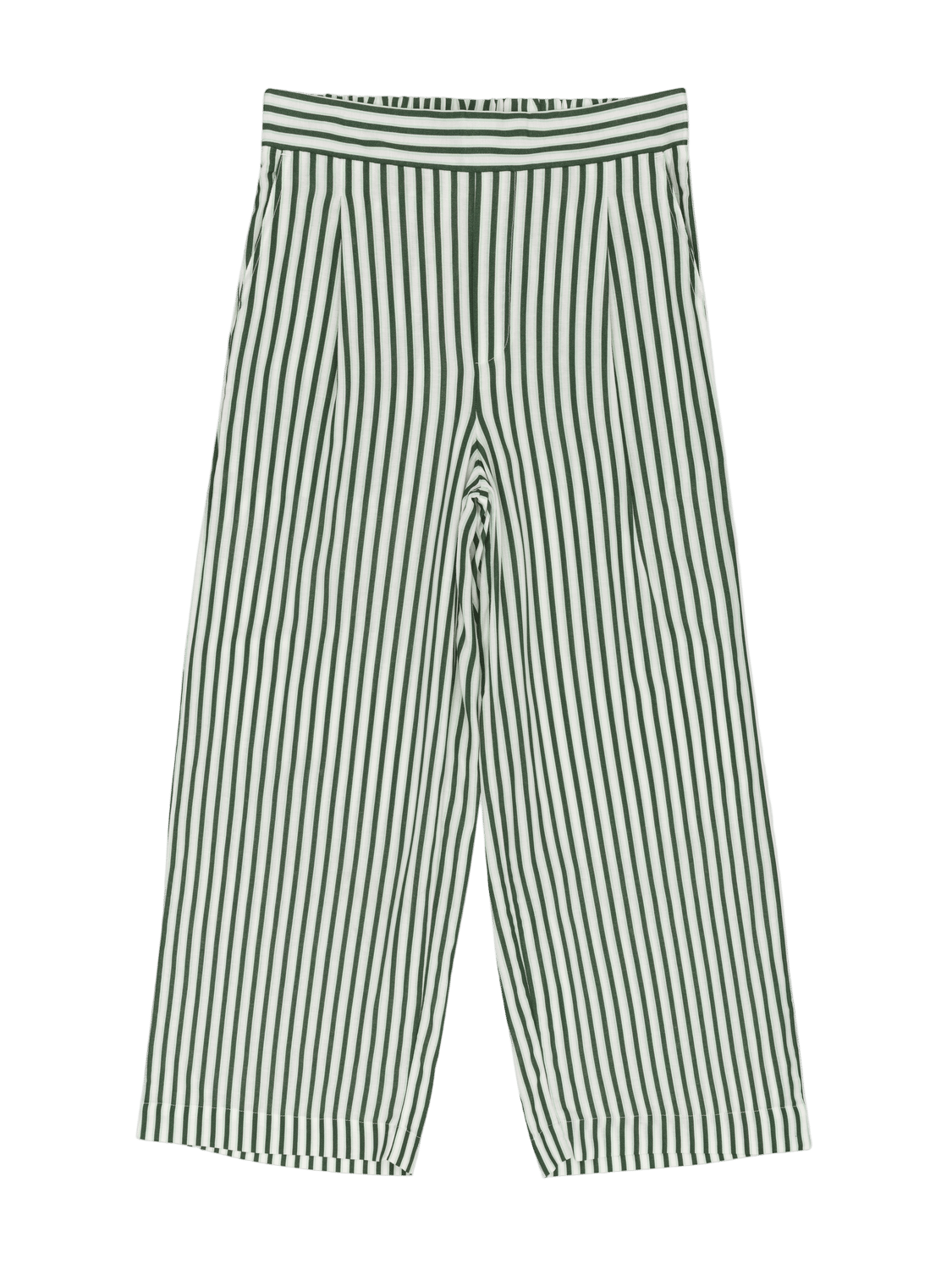 Green and white striped pants on a white background