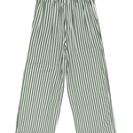 Green and white striped pants on a white background