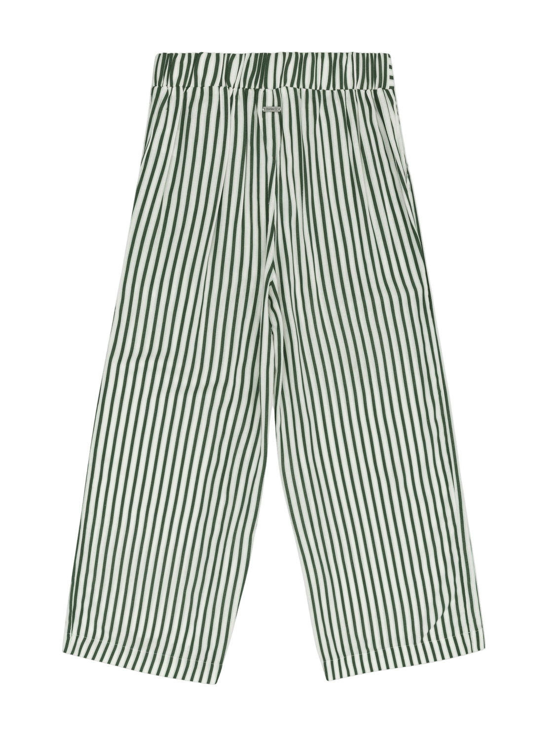 Green and white striped pants on a white background