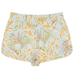 Floral patterned shorts on a white background