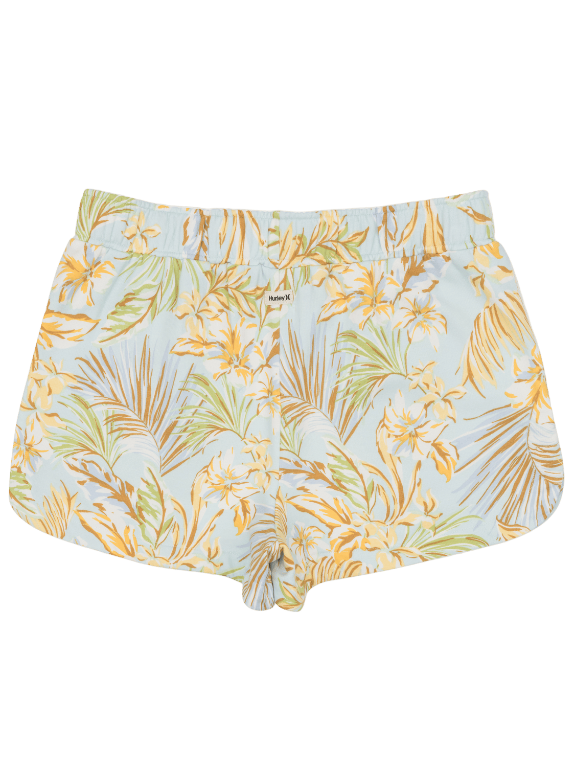 Floral patterned shorts on a white background
