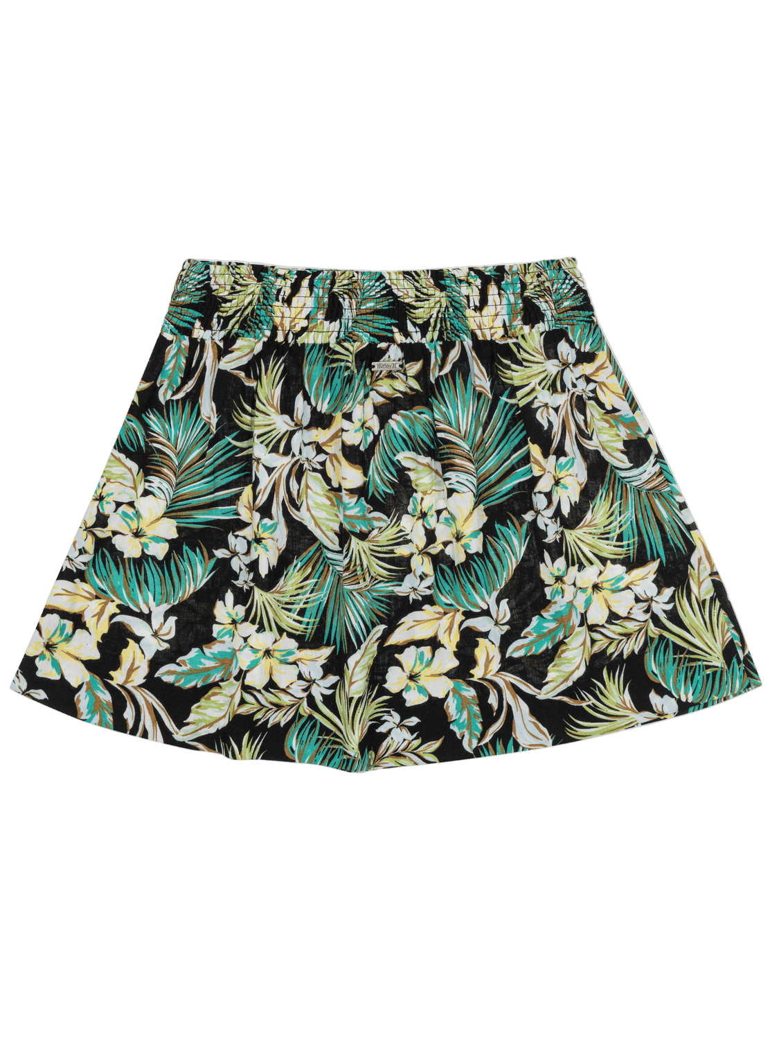 Skirt with tropical floral pattern on a white background