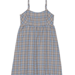 Plaid dress with thin straps on a white background