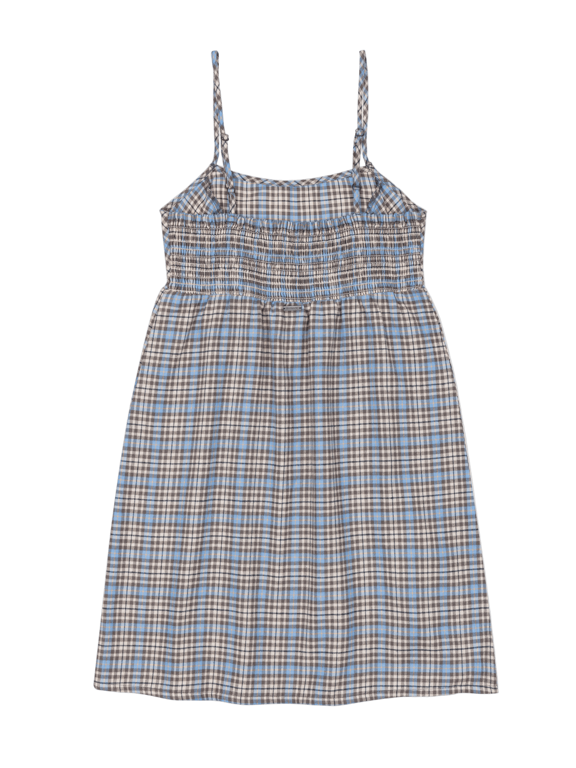 Plaid dress with thin straps on a white background