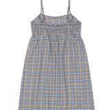 Plaid dress with thin straps on a white background