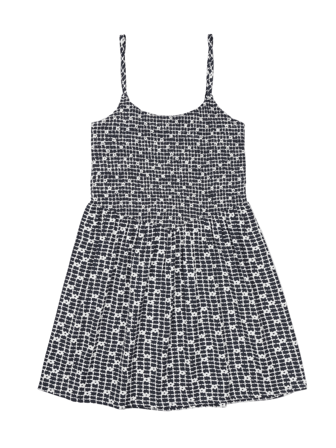 Black and white patterned dress on a white background